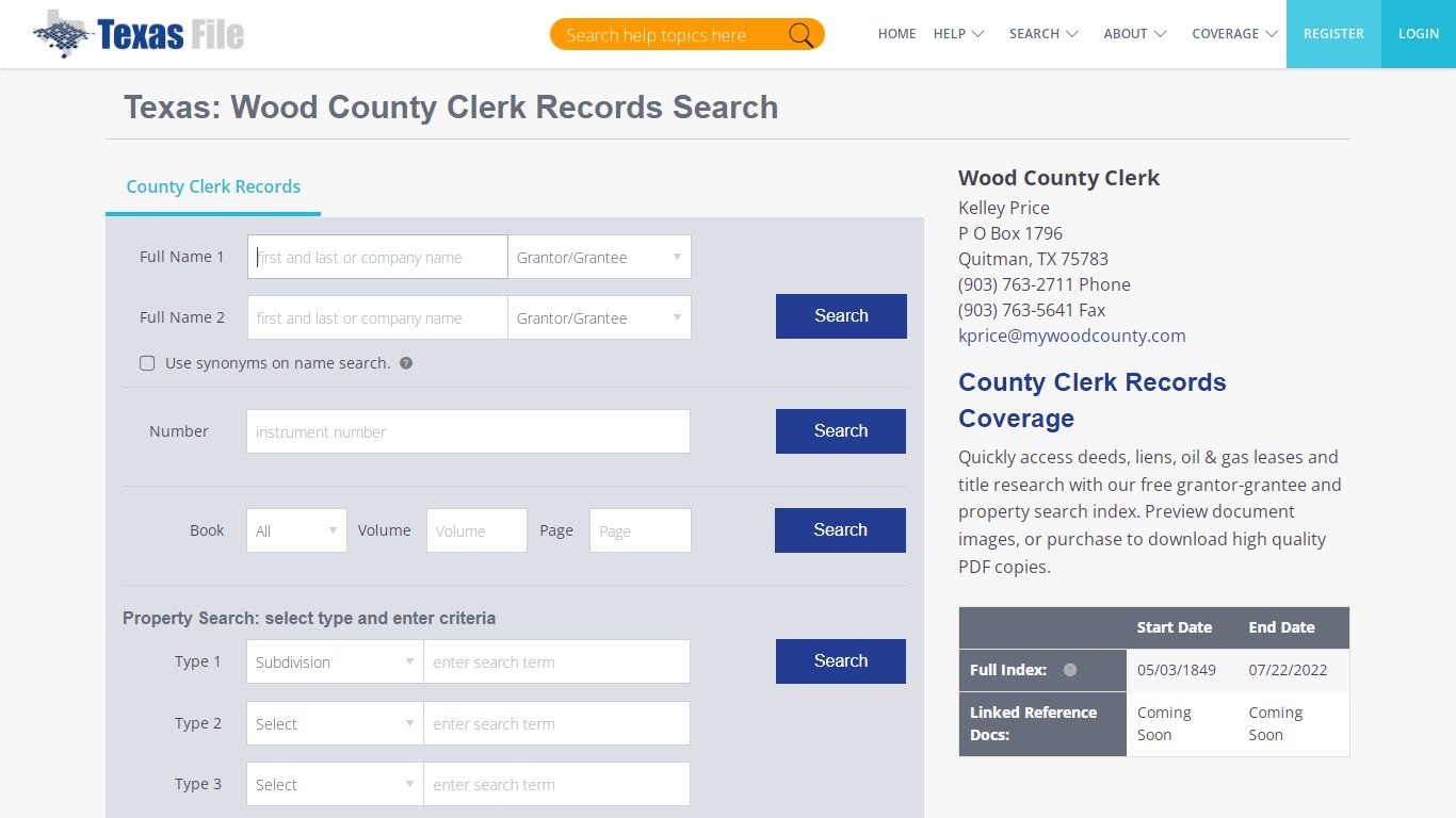 Wood County Clerk Records Search | TexasFile